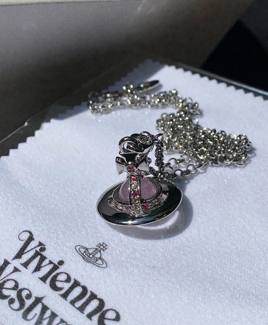 Pink orb necklace 10 mm