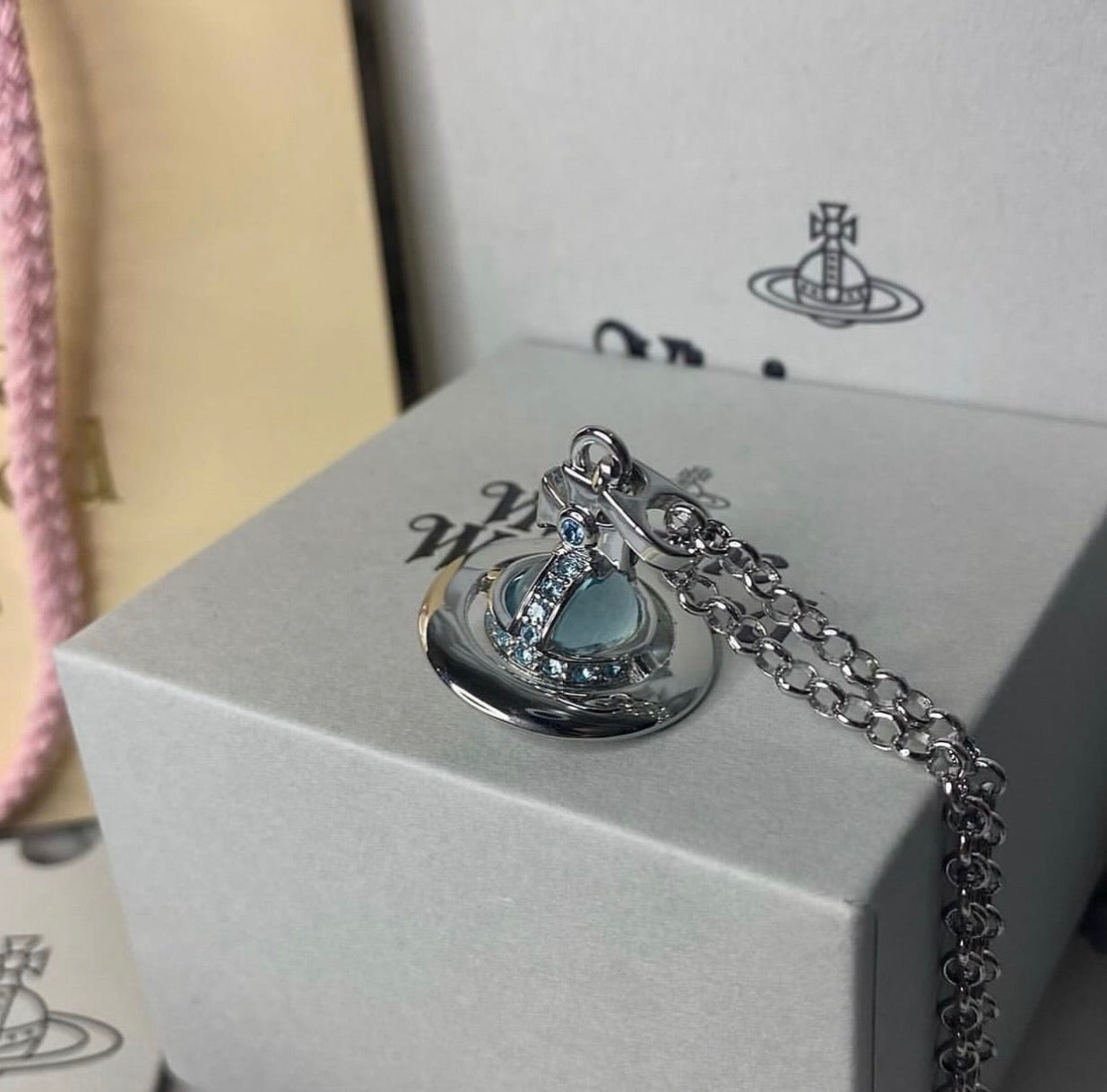 Blue orb necklace 10 mm