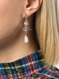 Pearl drop silver earrings