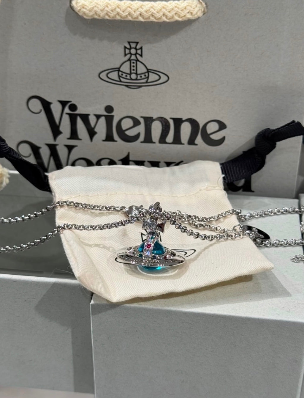 Blue orb necklace 10 mm