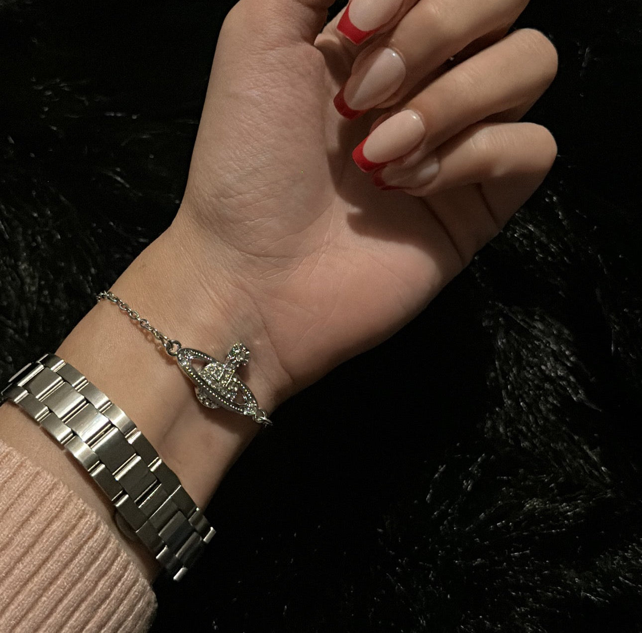 Minibas relief silver bracelet