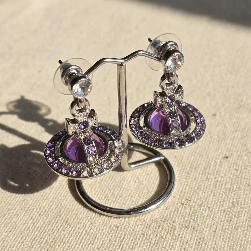 Purple orb earrings