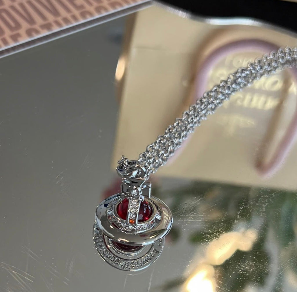 Red orb necklace 10 mm