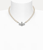 Minibas relief silver pearl choker