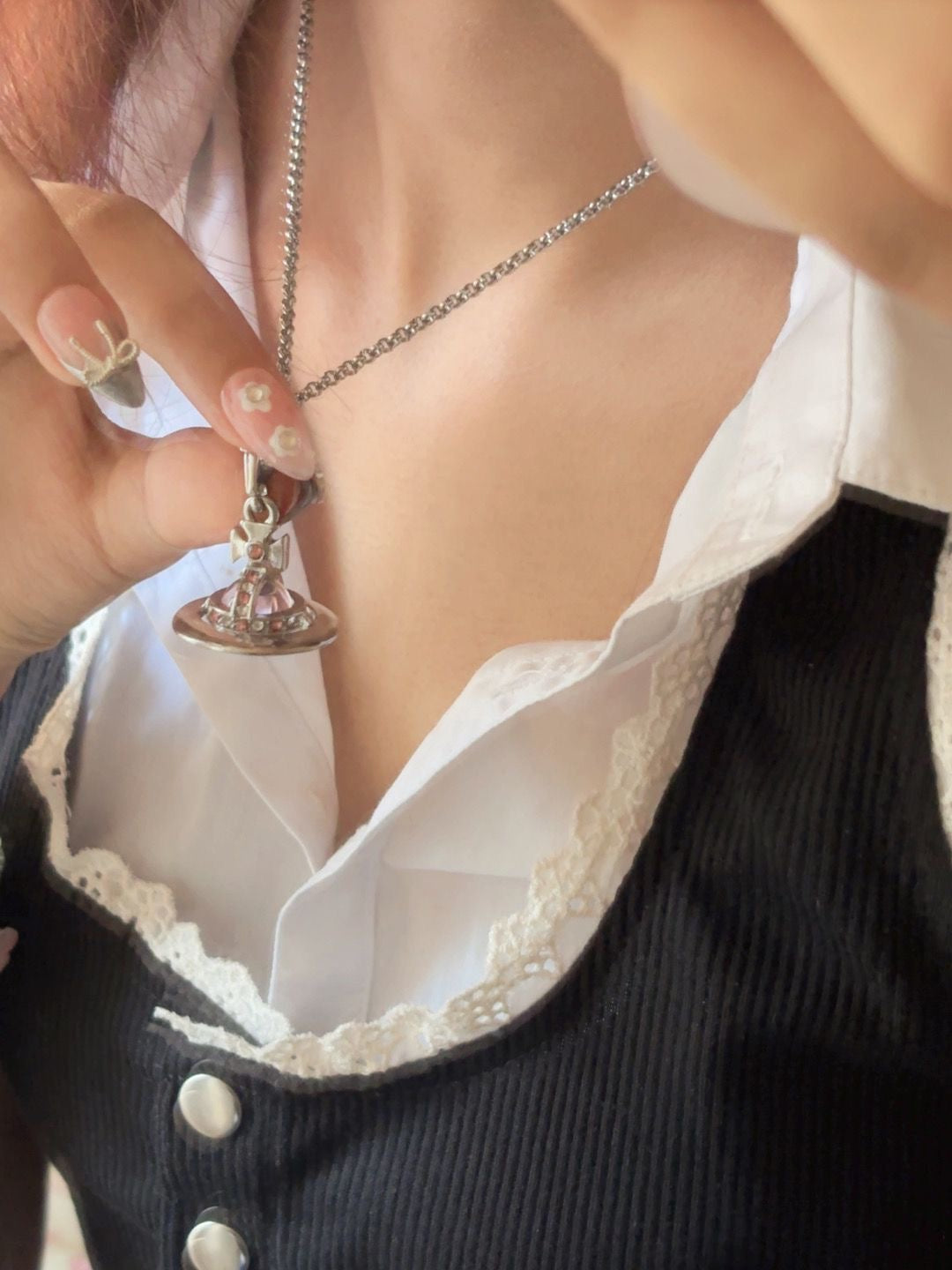 Pink orb necklace 10 mm