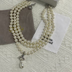 Three row pearl choker