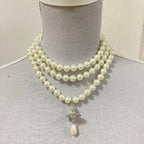 Three row pearl choker
