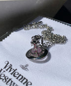 Pink orb necklace 10 mm