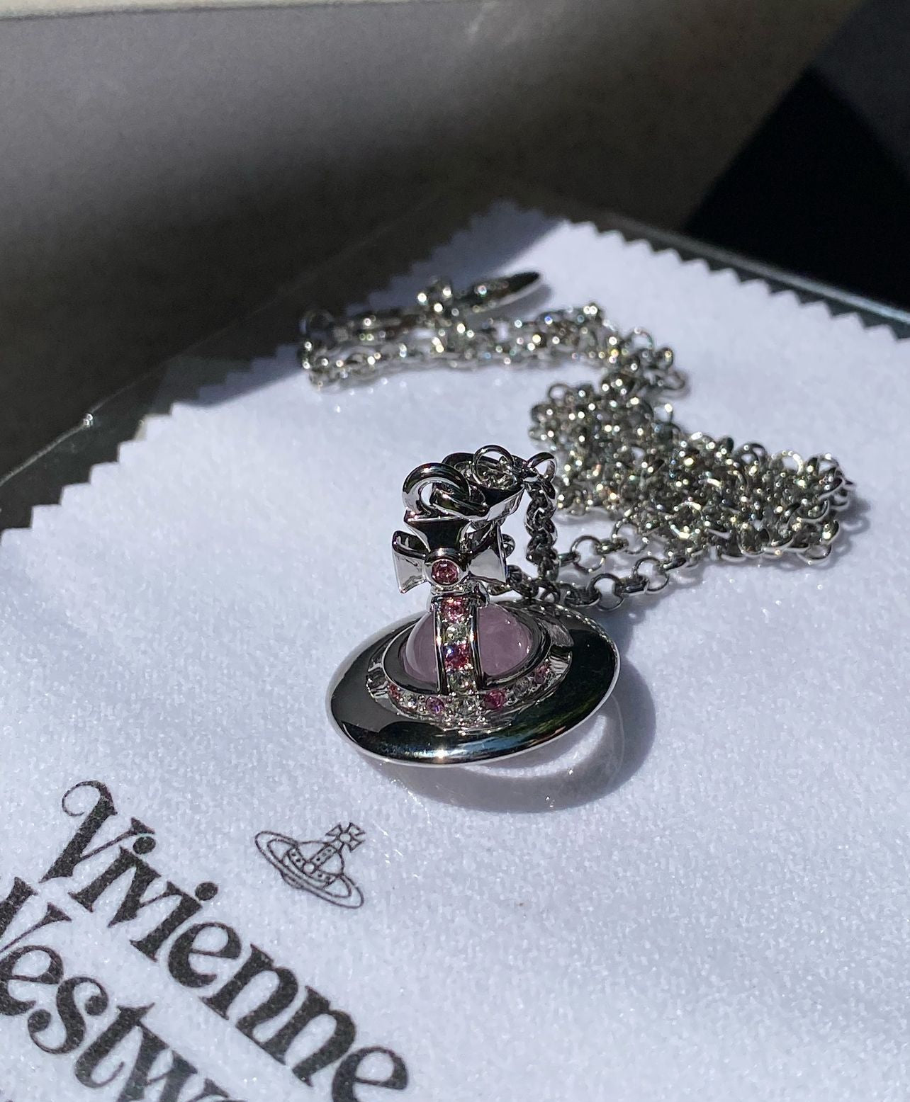 Pink orb necklace 10 mm