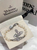 Minibas relief silver pearl bracelet