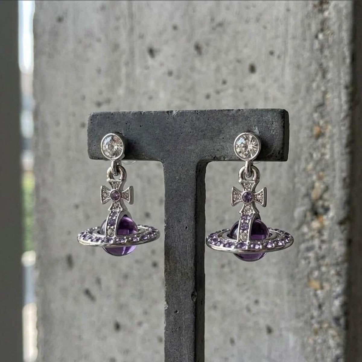 Purple orb earrings
