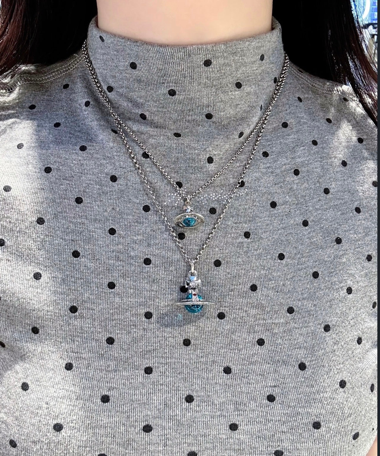 Blue orb necklace 10 mm