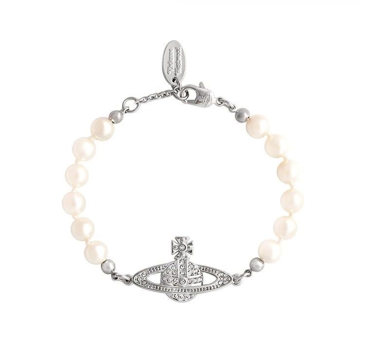 Minibas relief silver pearl bracelet
