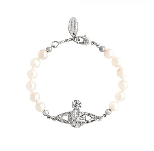 Minibas relief silver pearl bracelet