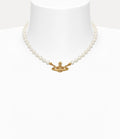Minibas relief gold pearl choker