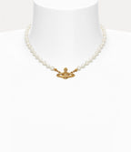 Minibas relief gold pearl choker