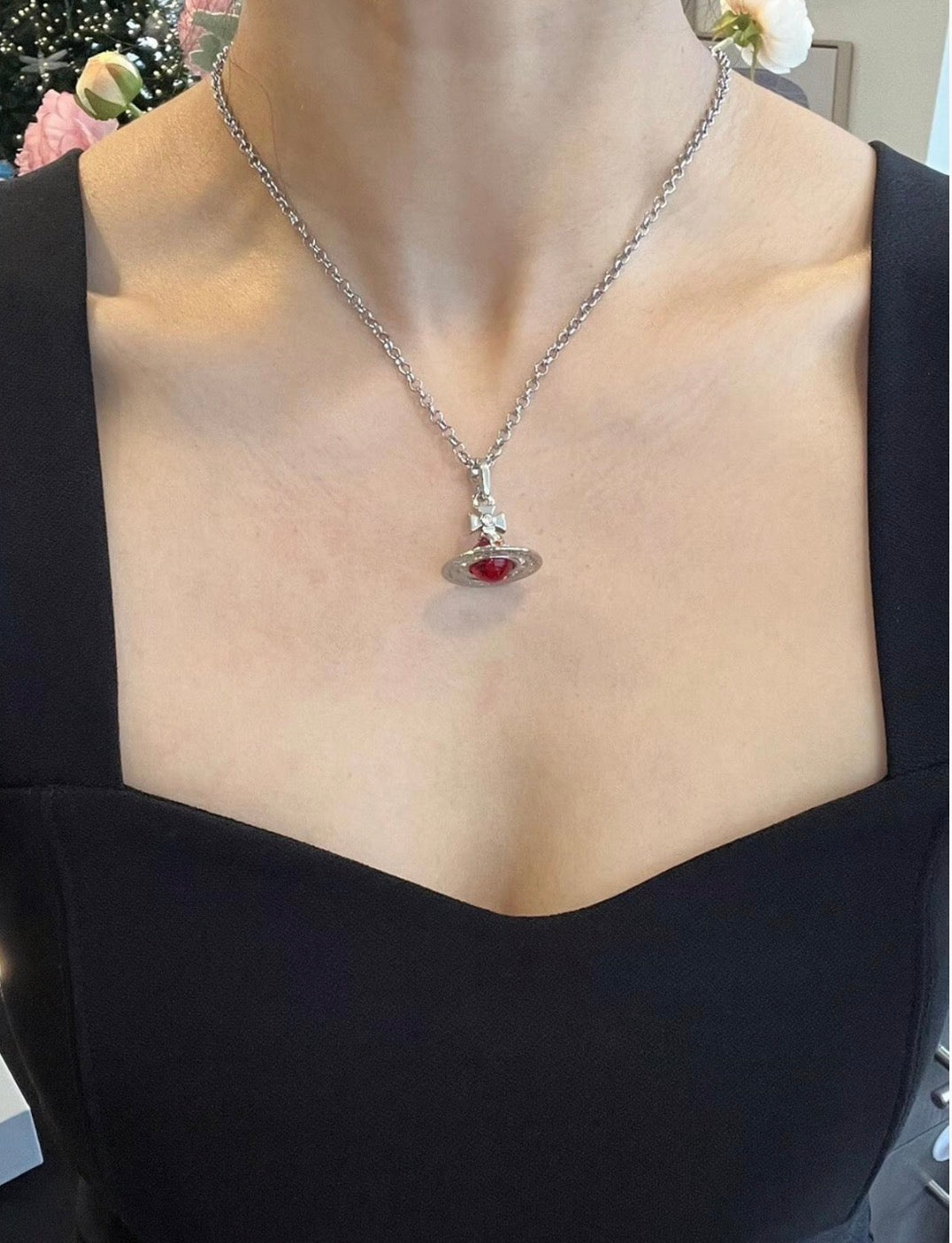 Red orb necklace 10 mm