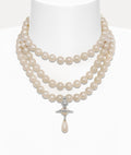 Three row pearl drop necklace