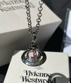Pink orb necklace 10 mm