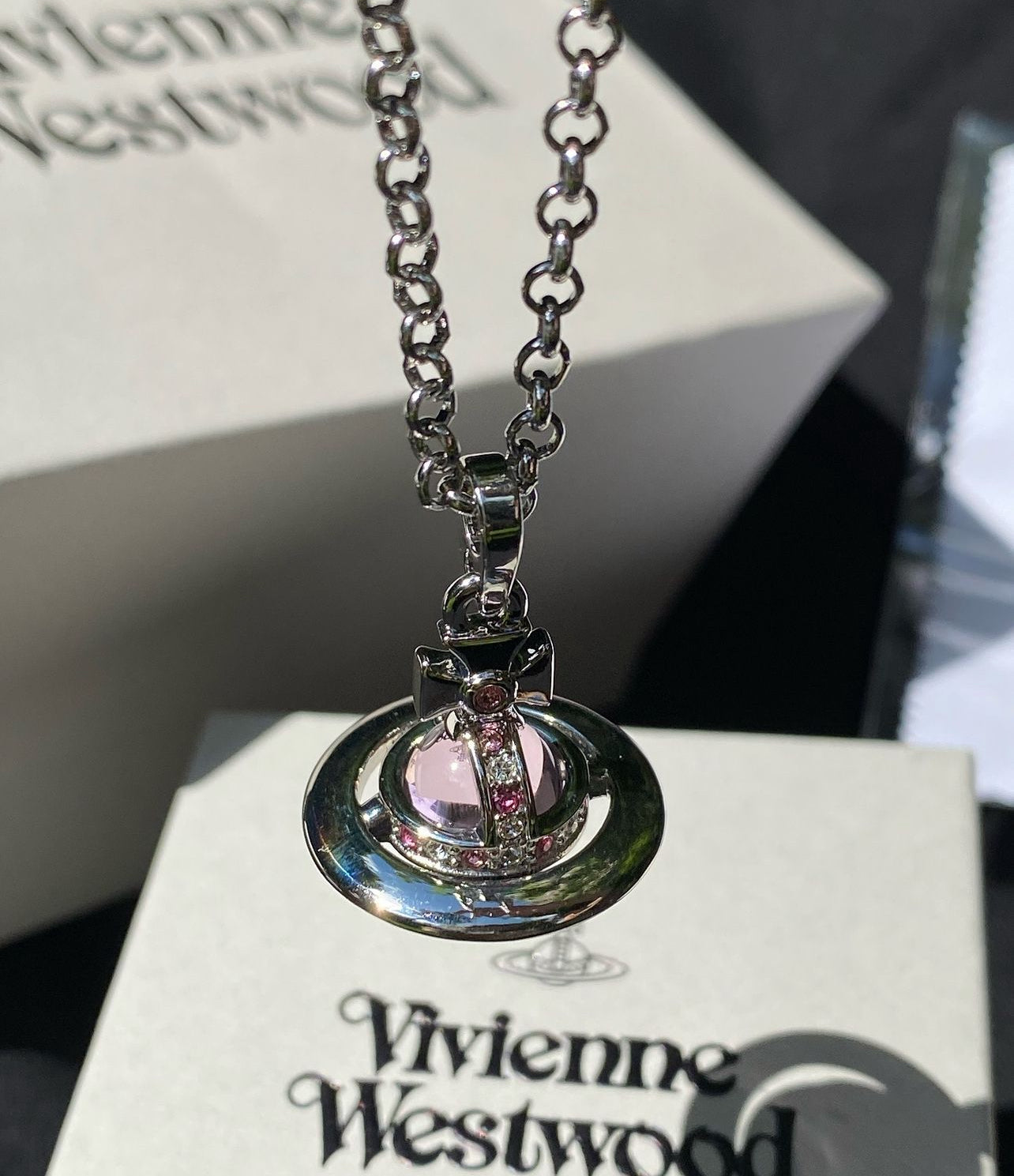 Pink orb necklace 10 mm