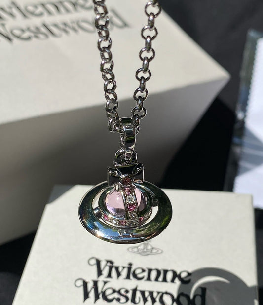 Pink orb necklace 10 mm