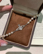 Minibas relief silver pearl bracelet