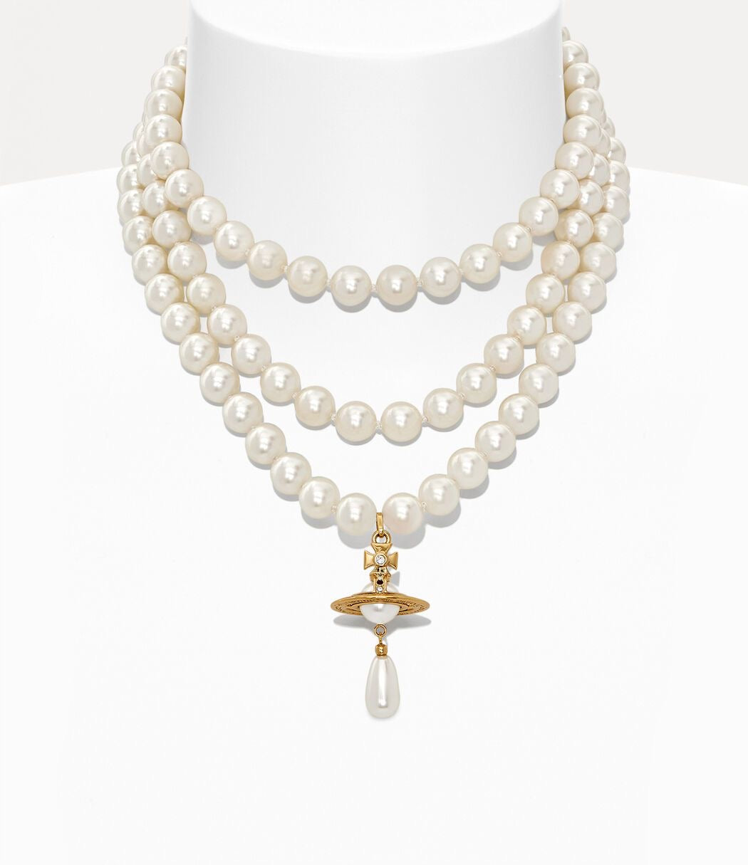 Three row pearl choker