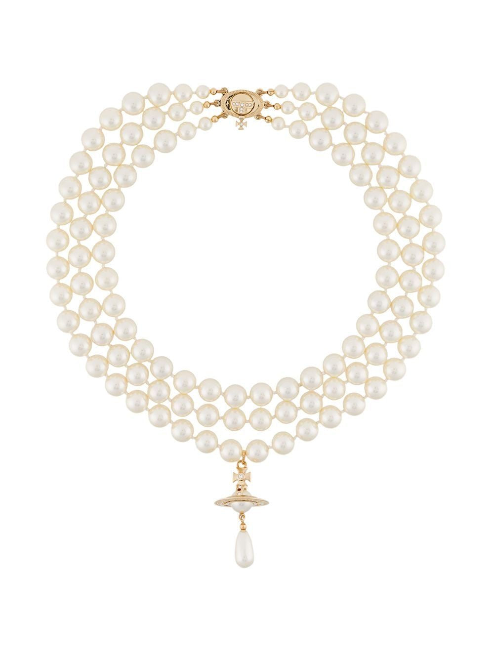 Three row pearl choker