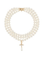 Three row pearl choker
