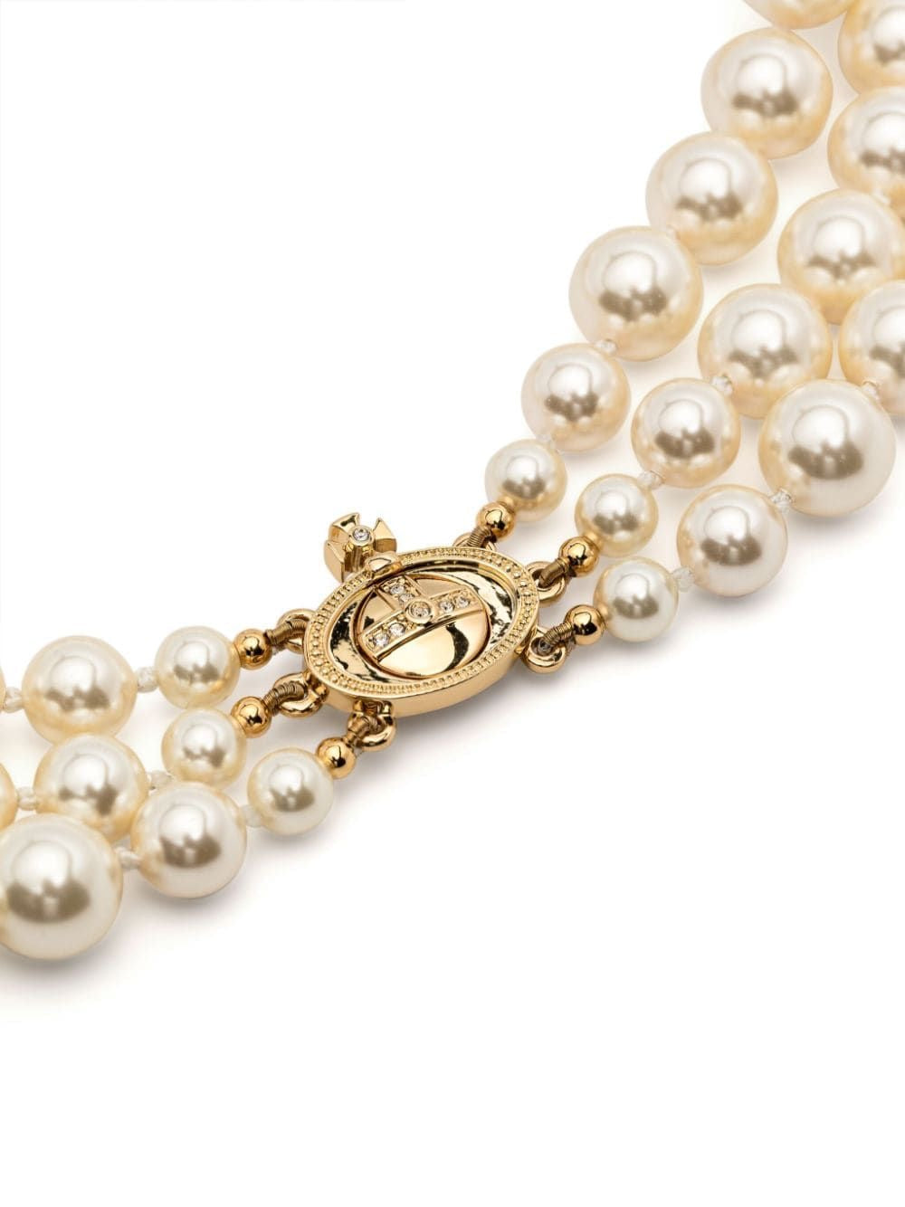 Three row pearl choker